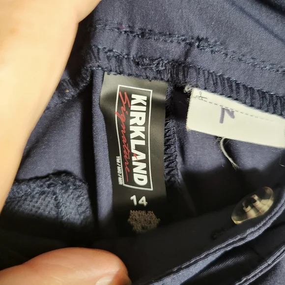 Kirkland navy blue parachute style pants women's 14  #2566 - Picture 4 of 5